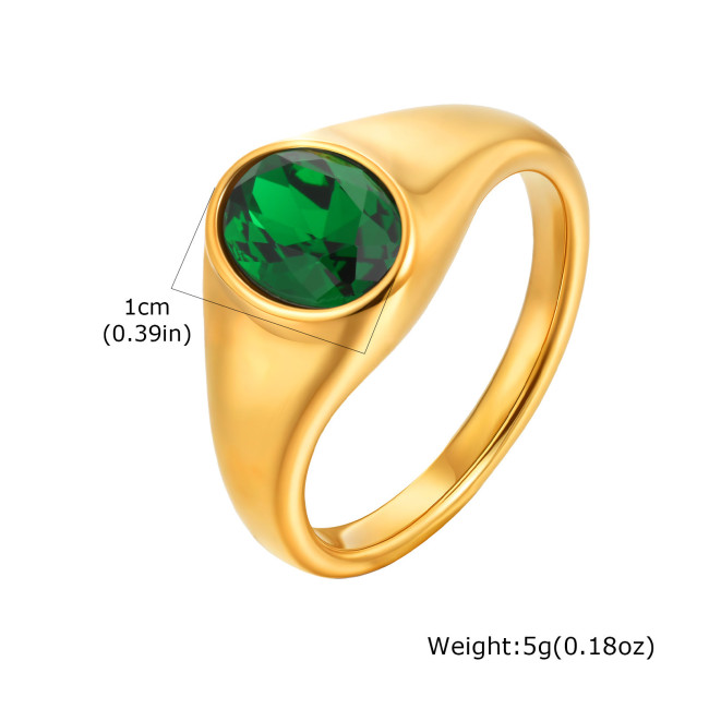 Wholesale Stainless Steel Oval Zirconia Ring