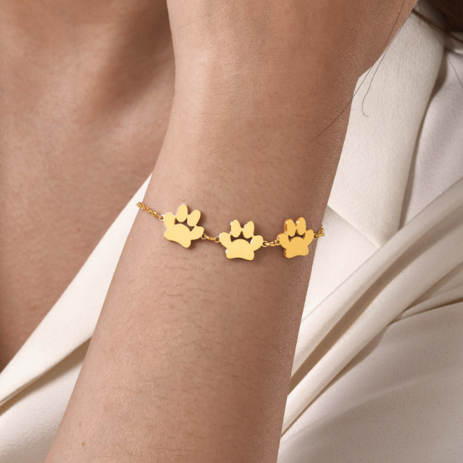 Wholesale Stainless Steel Blank Cat Paw Bracelet
