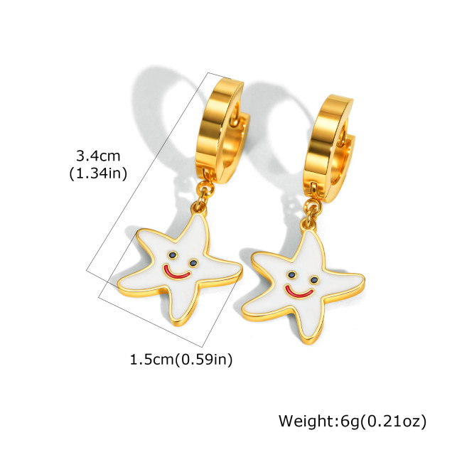 Wholesale Stainless Steel Fish Star Cute Earrings