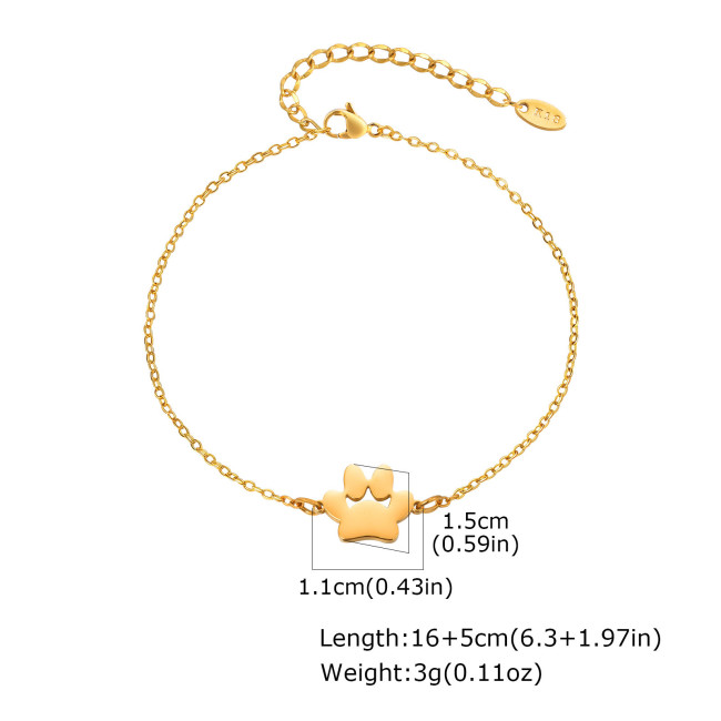 Wholesale Stainless Steel Blank Cat Paw Bracelet