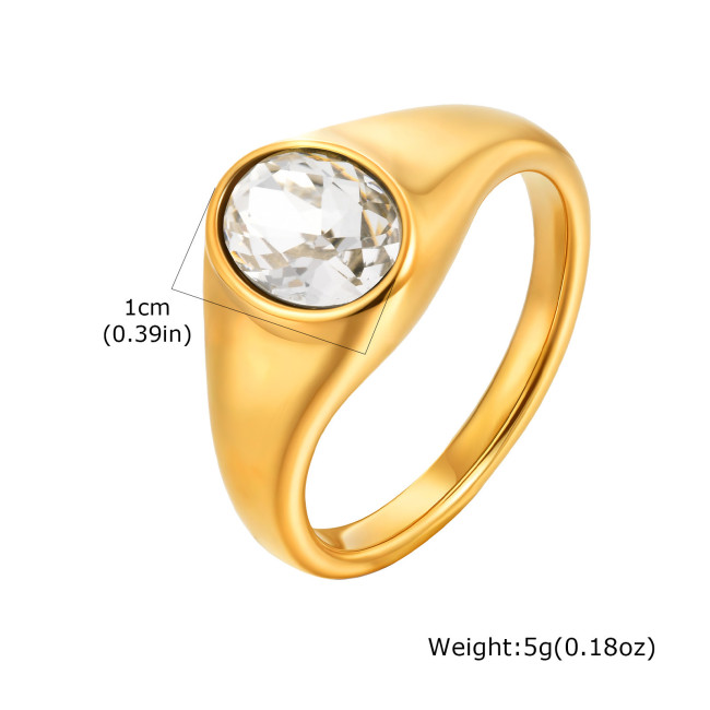 Wholesale Stainless Steel Oval Zirconia Ring