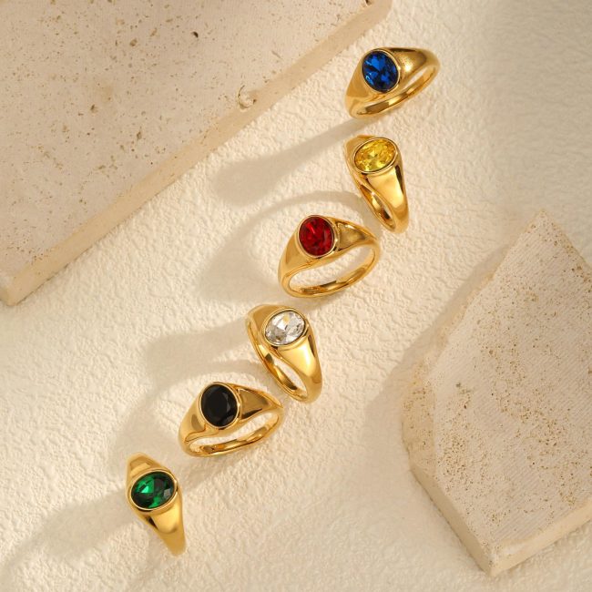 Wholesale Stainless Steel Oval Zirconia Ring