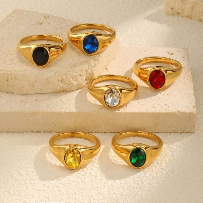 Wholesale Stainless Steel Oval Zirconia Ring