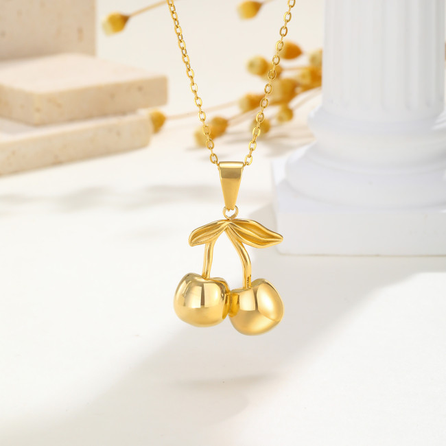 Wholesale Stainless Steel Cherry Necklaces
