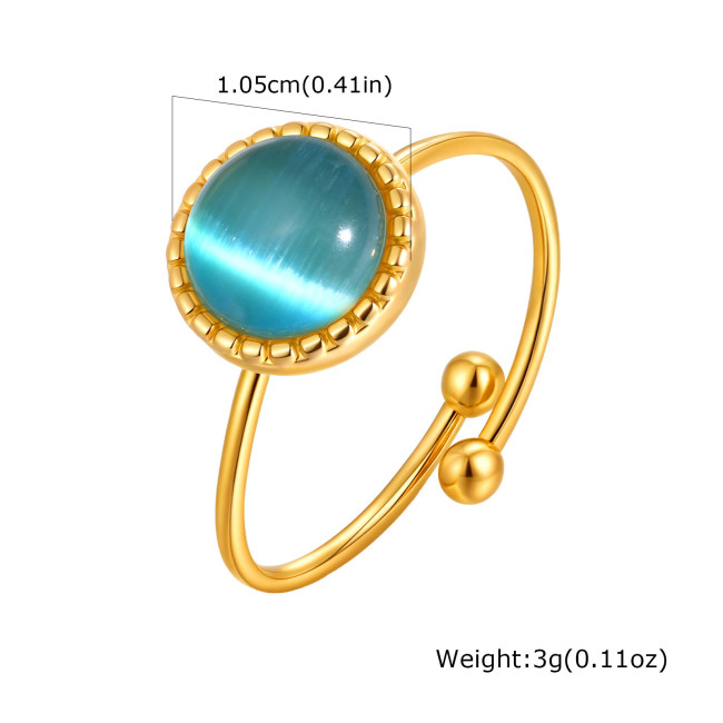 Wholesale Stainless Steel Cat's Eye Open Rings