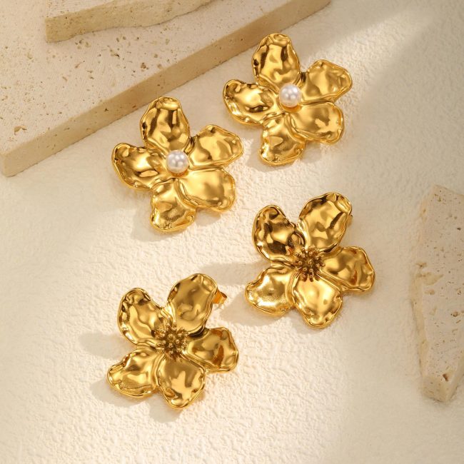 Wholesale Stainless Steel Flower Stud Earrings