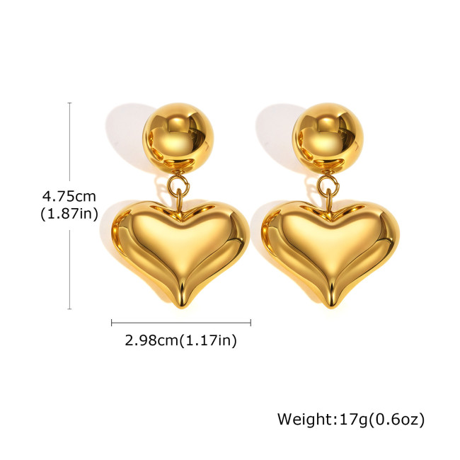Wholesale Stainless Steel Heart Shaped Earrings