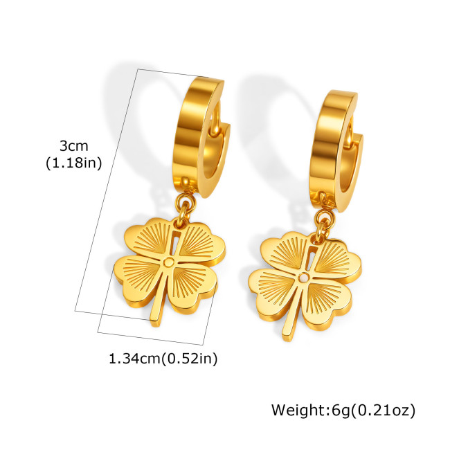 Wholesale Stainless Steel Lucky Clover Earrings