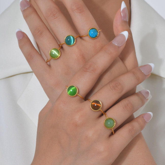 Wholesale Stainless Steel Cat's Eye Open Rings