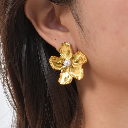 Wholesale Stainless Steel Flower Stud Earrings