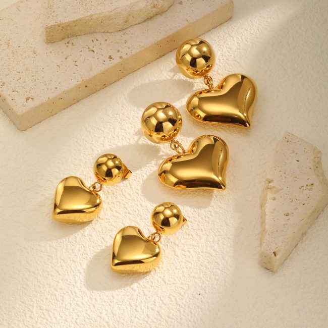 Wholesale Stainless Steel Heart Shaped Earrings