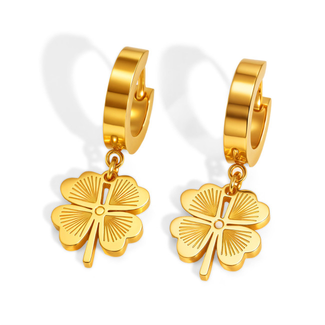 Wholesale Stainless Steel Lucky Clover Earrings