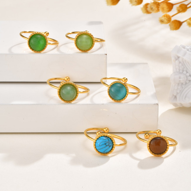 Wholesale Stainless Steel Cat's Eye Open Rings