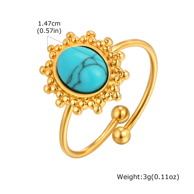 Wholesale Stainless Steel Natural Stone Vintage Ring