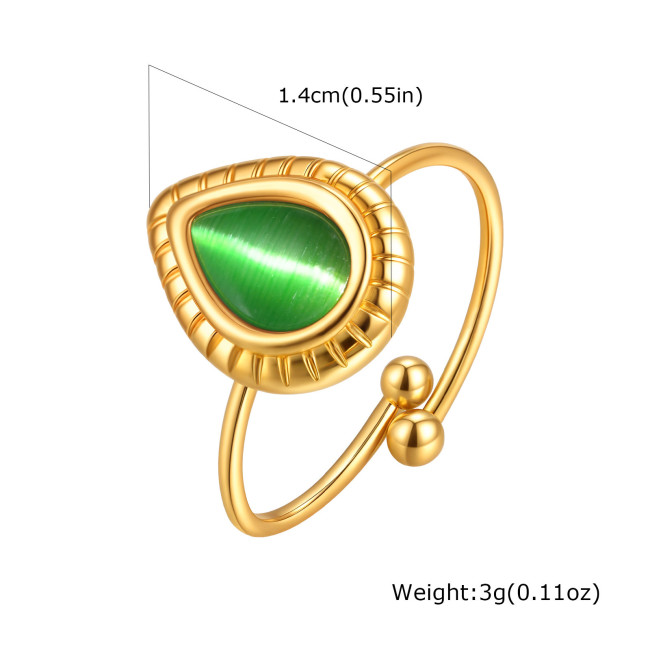 Wholesale Stainless Steel Cat's Eye Drop Ring