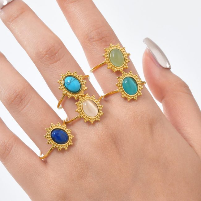 Wholesale Stainless Steel Natural Stone Vintage Ring