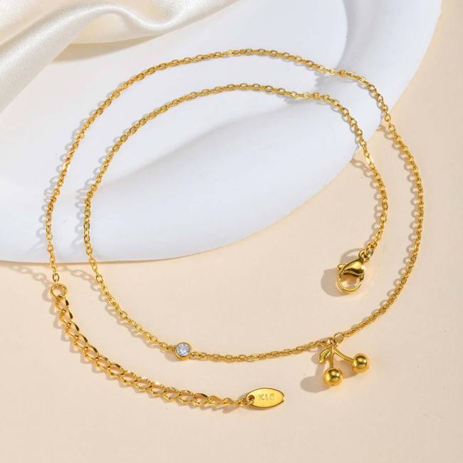 Wholesale Stainless Steel Niche Cherry Necklace