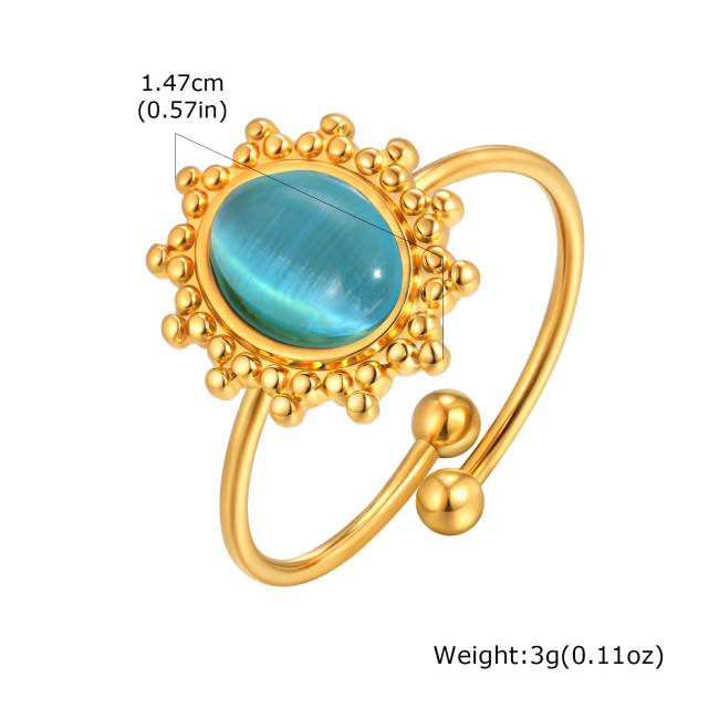 Wholesale Stainless Steel Natural Stone Vintage Ring
