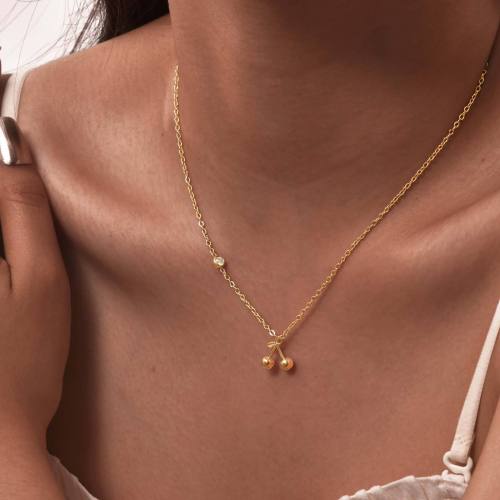 Wholesale Stainless Steel Niche Cherry Necklace
