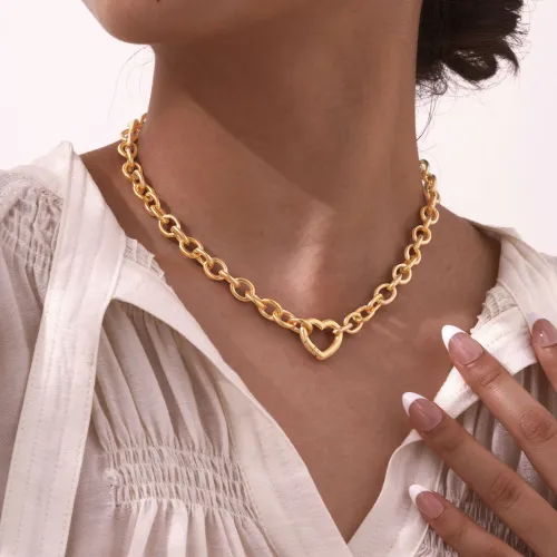 Wholesale Stainless Steel Heart Clasp Necklace