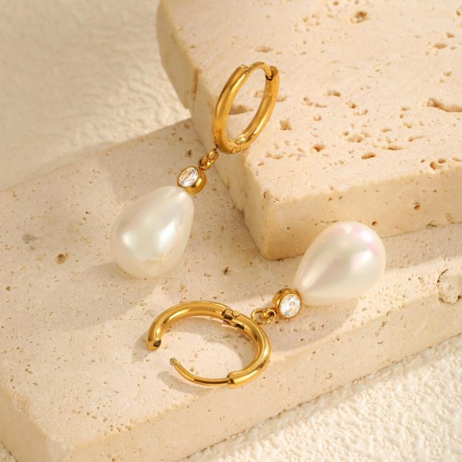 Wholesale Stainless Steel Imitation Pearl Earrings