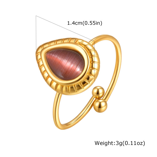 Wholesale Stainless Steel Cat's Eye Drop Ring