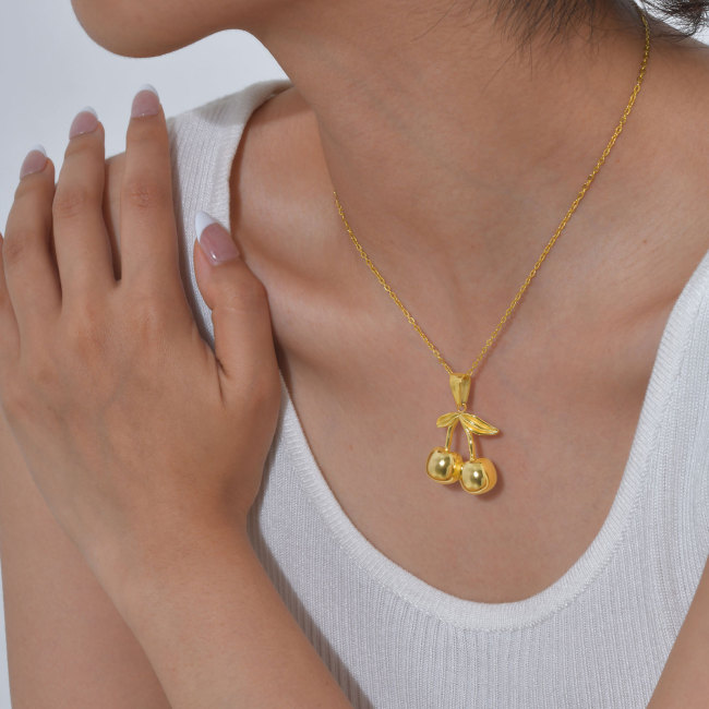 Wholesale Stainless Steel Cherry Necklaces