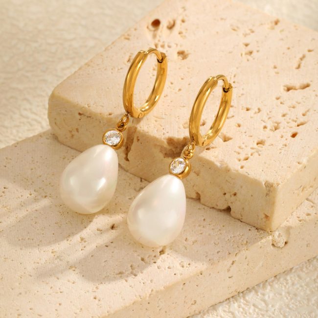 Wholesale Stainless Steel Imitation Pearl Earrings