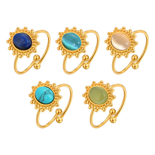 Wholesale Stainless Steel Natural Stone Vintage Ring