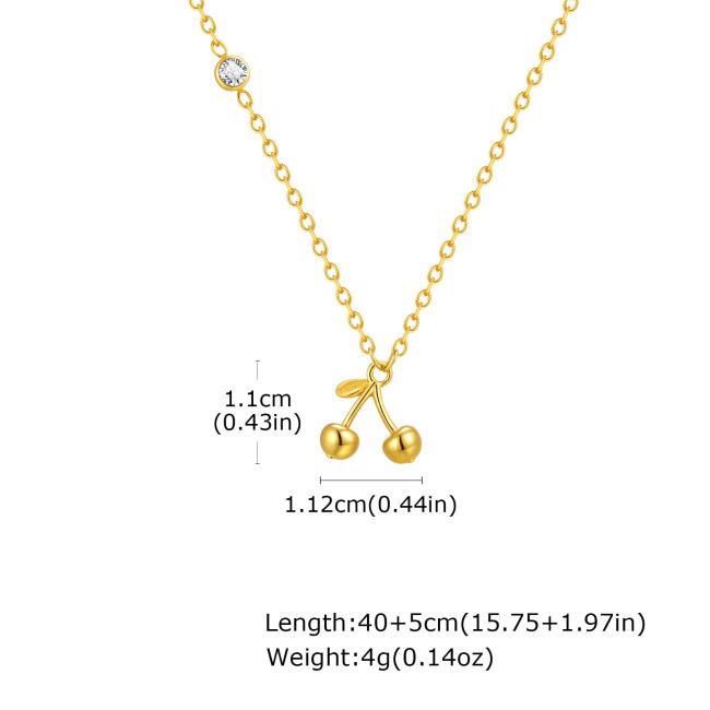 Wholesale Stainless Steel Niche Cherry Necklace