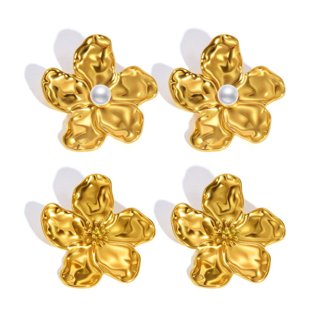 Wholesale Stainless Steel Flower Stud Earrings
