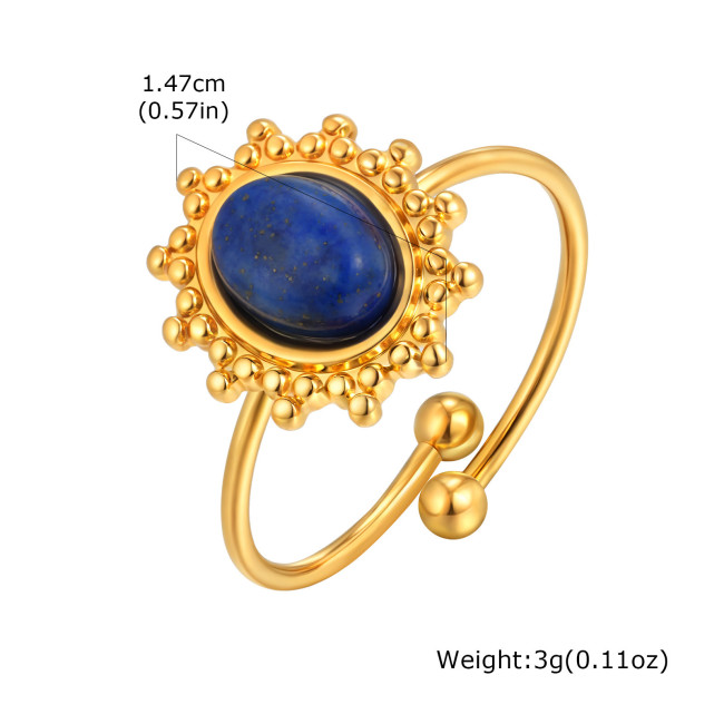 Wholesale Stainless Steel Natural Stone Vintage Ring