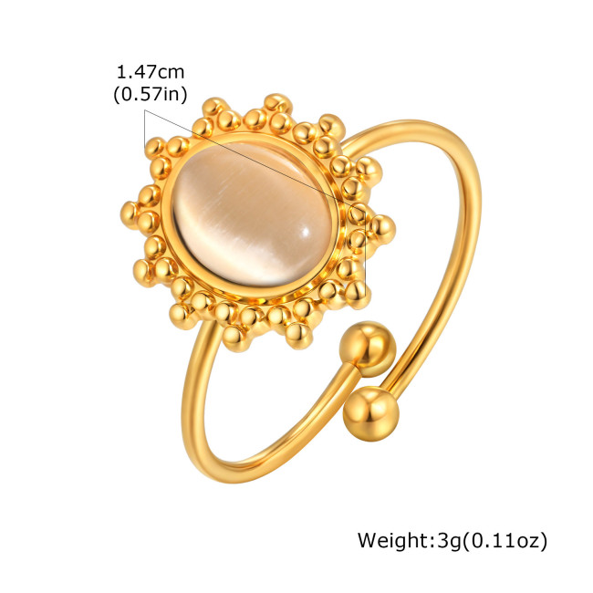 Wholesale Stainless Steel Natural Stone Vintage Ring