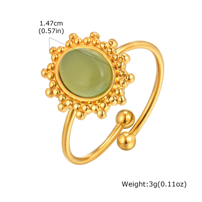 Wholesale Stainless Steel Natural Stone Vintage Ring