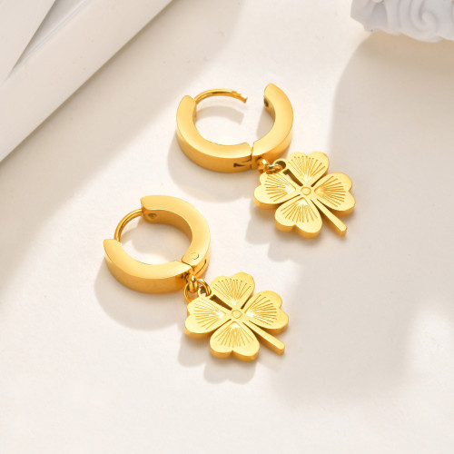 Wholesale Stainless Steel Lucky Clover Earrings