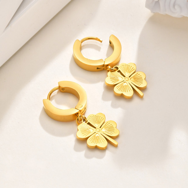Wholesale Stainless Steel Lucky Clover Earrings