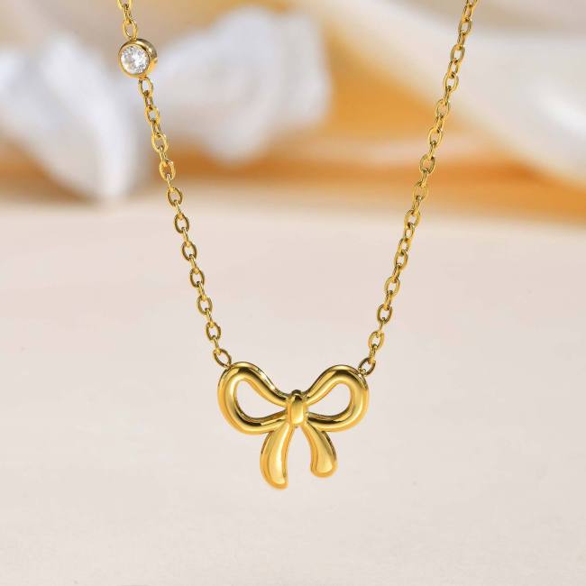 Wholesale Stainless Steel Bow Necklaces