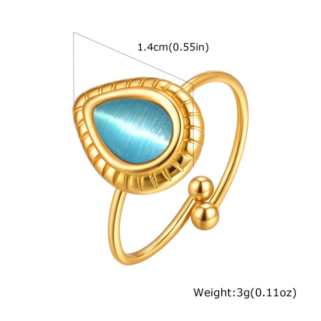 Wholesale Stainless Steel Cat's Eye Drop Ring