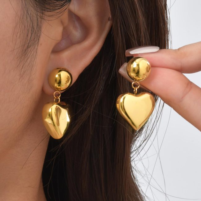 Wholesale Stainless Steel Heart Shaped Earrings
