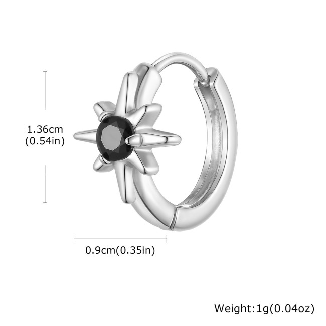 Wholesale Stainless Steel Black Zirconia Earrings