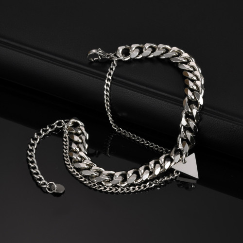 Wholesale Mens Stainless Steel Double Chain Bracelet