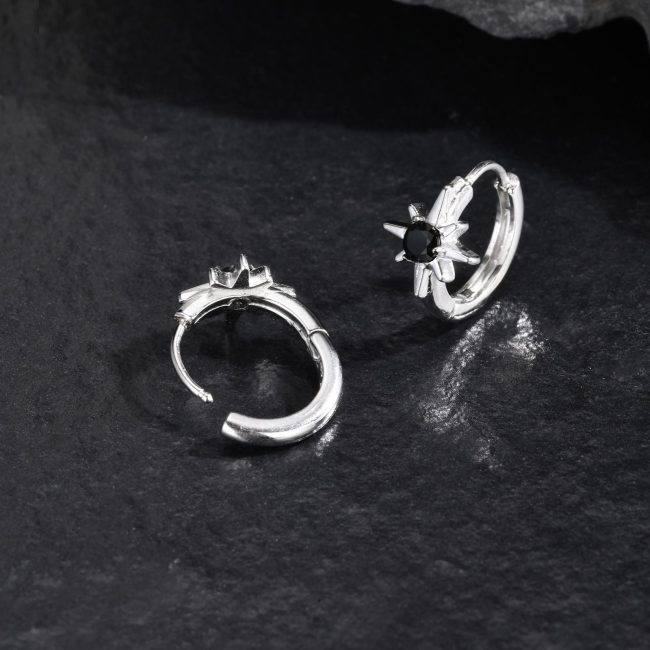 Wholesale Stainless Steel Black Zirconia Earrings