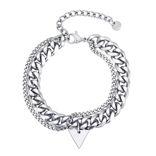 Wholesale Mens Stainless Steel Double Chain Bracelet