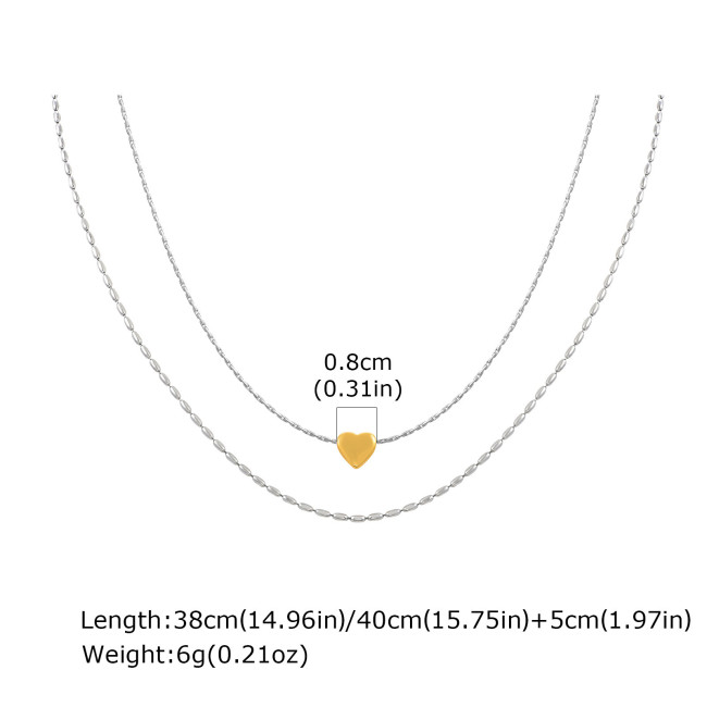 Wholesale Stainless Steel Heart Layers Necklace