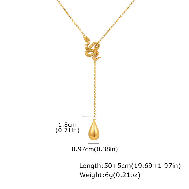 Wholesale Stainless Steel Snake Teardrop Necklace