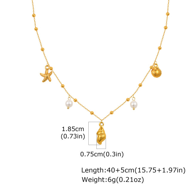 Wholesale Stainless Steel Pearl Conch Necklace