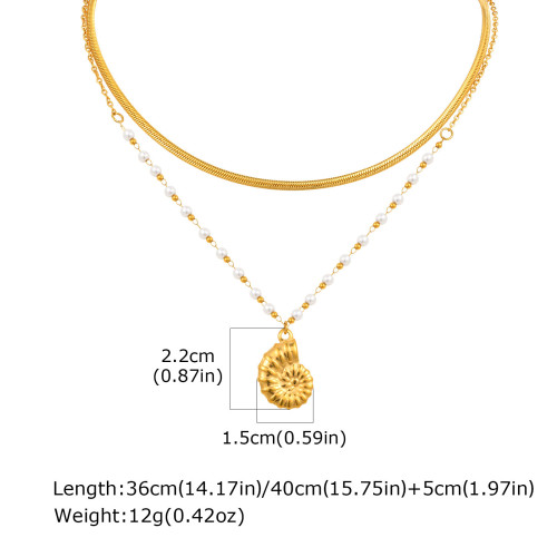 Wholesale Stainless Steel Conch Double Layered Necklace