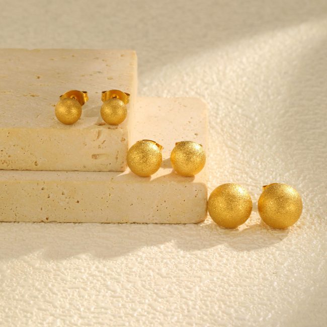 Wholesale Stainless Steel Brushed Bead Earrings