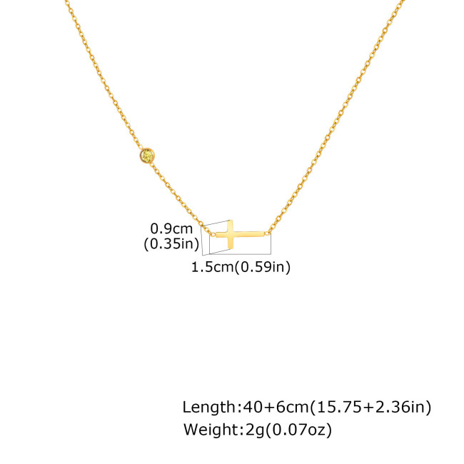 Wholesale Stainless Steel Cross Birthstone Necklace