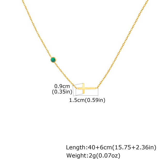 Wholesale Stainless Steel Cross Birthstone Necklace